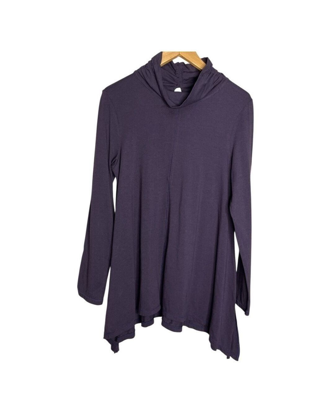 Neon Buddha Asymmetrical Long Sleeve Tunic in Purple, size S